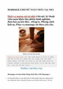 Massage Sạch Sẽ Kín Đáo Hà Nội